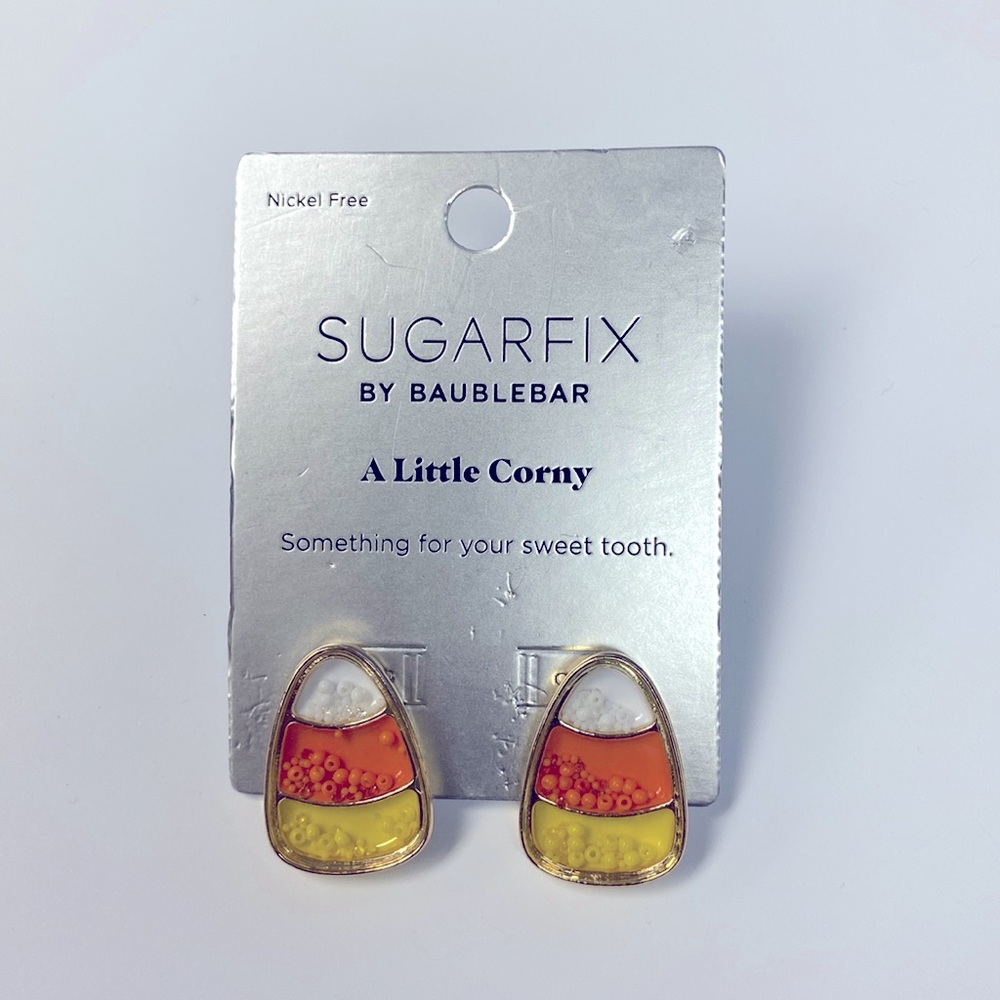NEW BaubleBar Halloween candy corn holiday fall 3D with gold and beads
